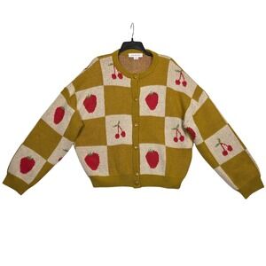 Lisa Says Gah Yellow and Cream Patterned Cardigan